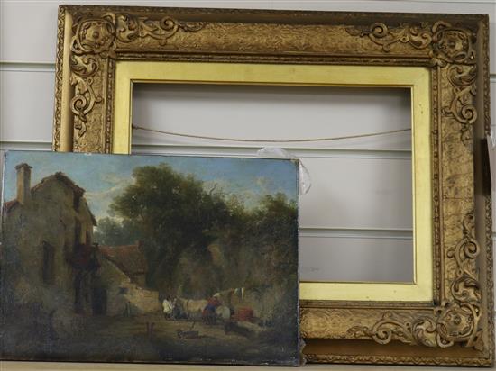 Early 19th century English School, oil on panel, figures in a landscape, indistinctly signed and dated 1834